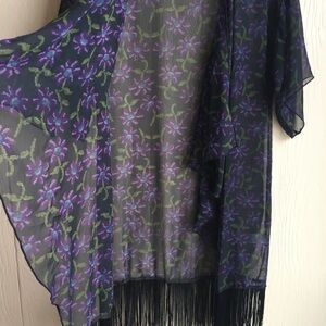 LuLaRoe Monroe Open Drape Sheer Fringe Cardigan